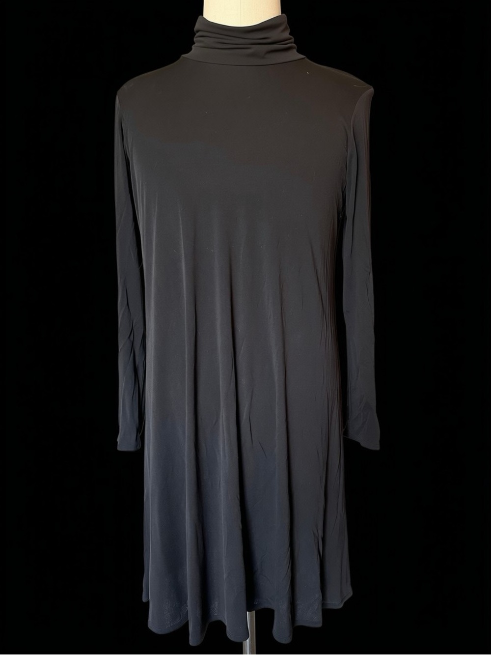 Eileen Fisher Black Long-Sleeve Turtleneck Swing Dress